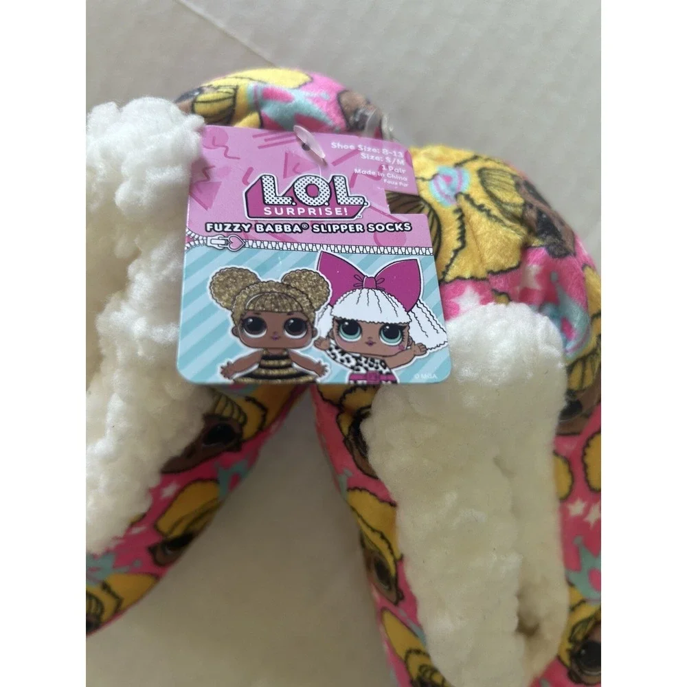 LOL SURPRISE BABBA Slippers Fuzzy Sherpa‎ S/M Shoe Size 8 - 13  New Pink